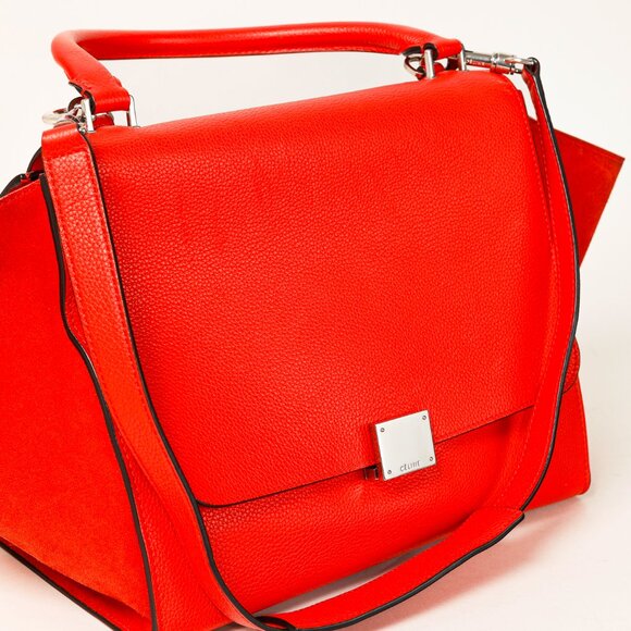 Celine Trapeze Medium in Orange Leather and Suede - Picture 6 of 14